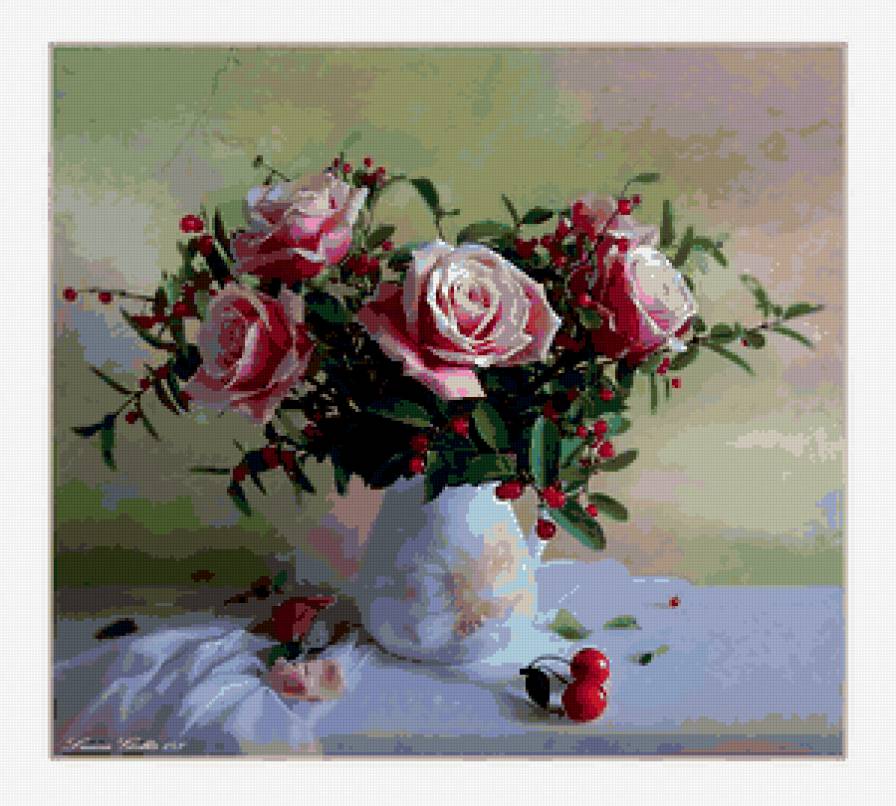 Розы - розы, натюрморт, цветы, букет - предпросмотр