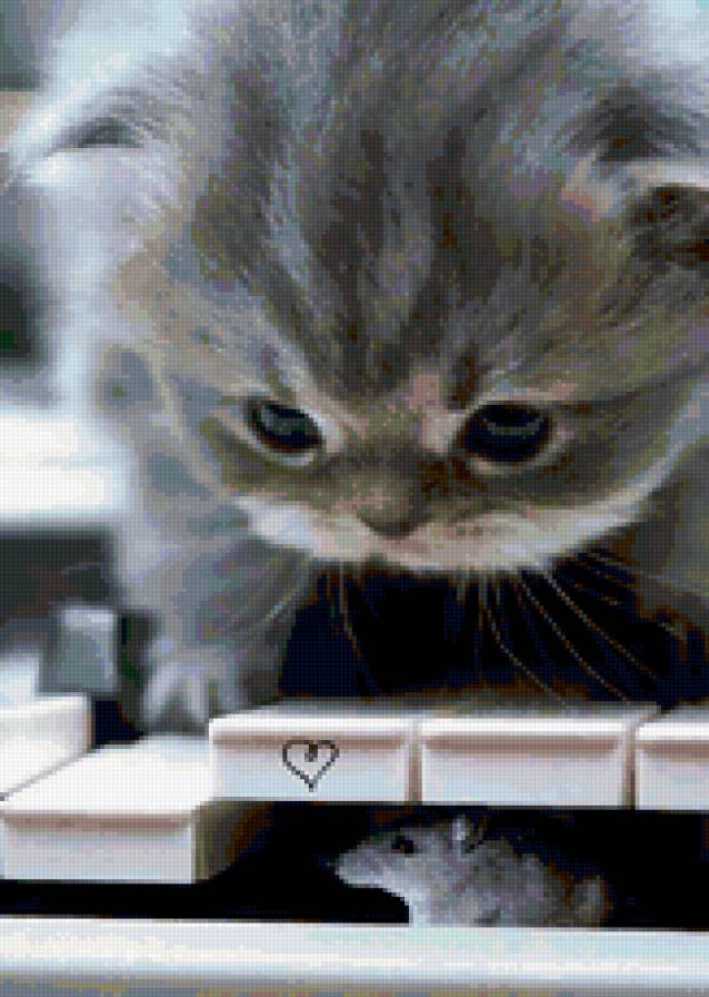 малыши и пианино - музыка, котенок, мышь, кот - предпросмотр