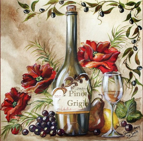 натюрморт - вино, фрукты - оригинал