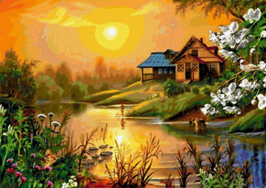 Дом у реки - природа - предпросмотр