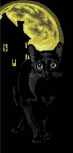 Полнолуние - черный кот, животные, луна - оригинал