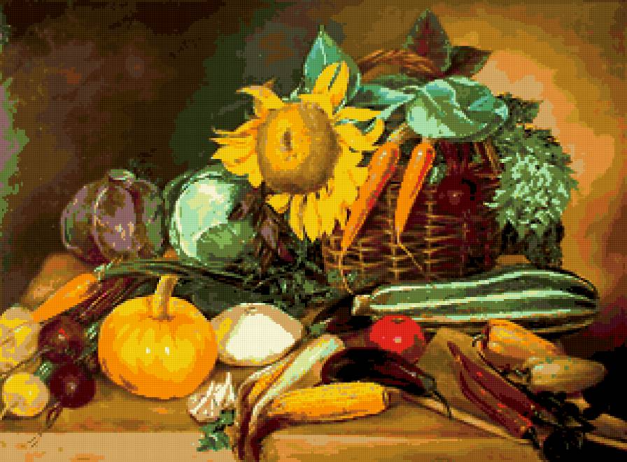 Натюрморт с овощами - овощи, натюрморт, подсолнух - предпросмотр