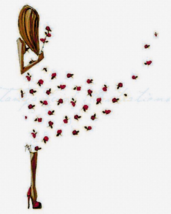 Девушка - цветок, силуэт, девушка, роза - предпросмотр