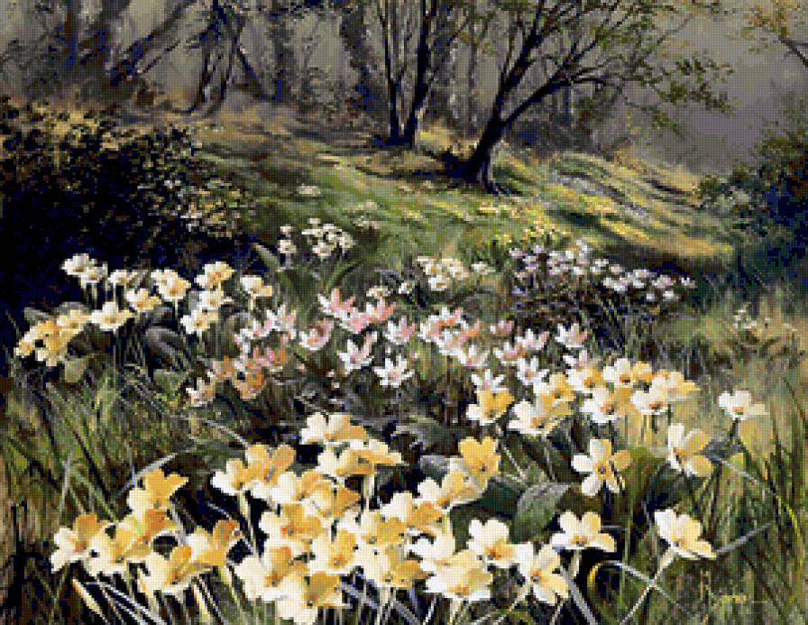 Пейзаж с цветами. - природа, цветы, пейзажи мери дипналь - предпросмотр