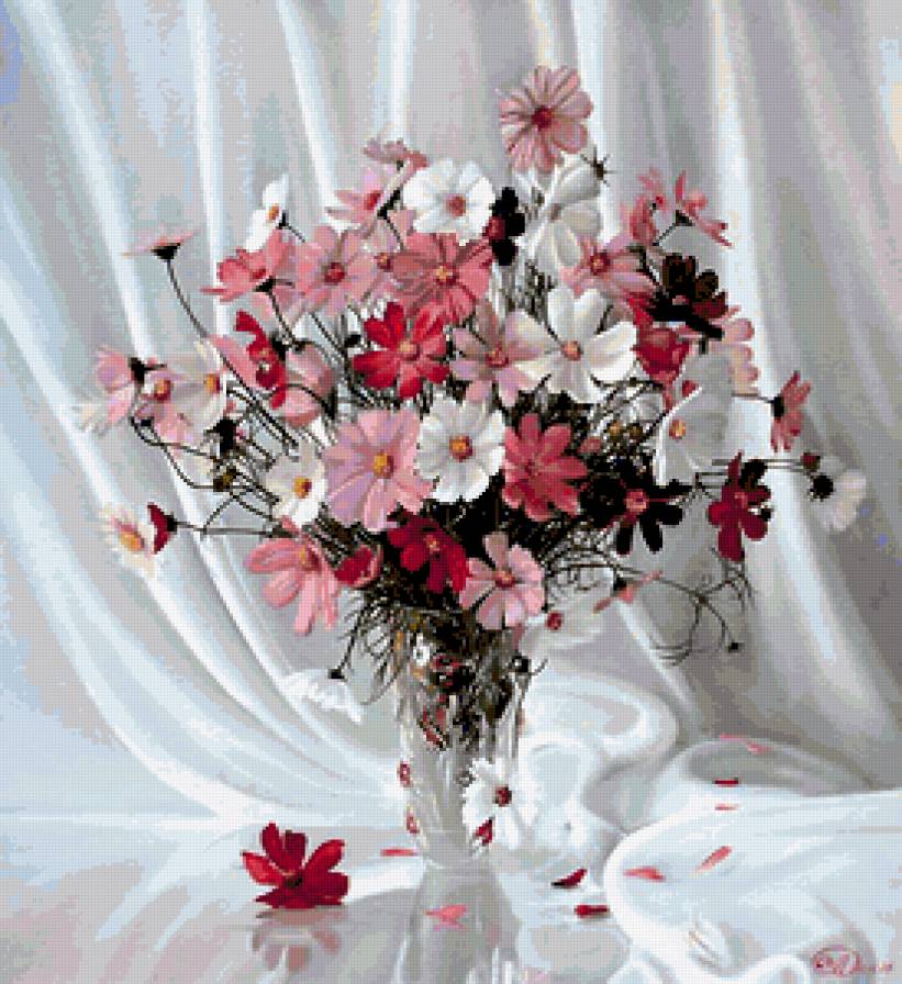 Букет космей. - букет, цветы, космеи, натюрморт - предпросмотр