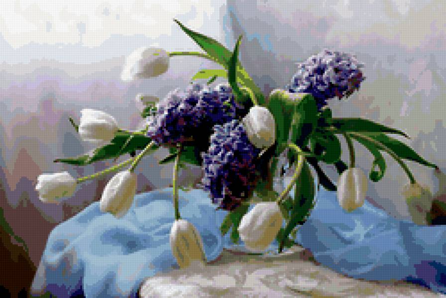 букет - нежность, цветы, букет, тюльпаны, весна, гиацинты - предпросмотр