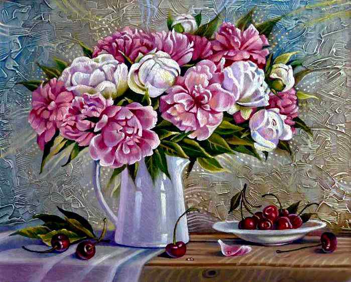 пионы в вазе - оригинал