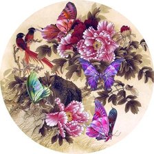 Оригинал схемы вышивки «цветы и бабочки» (№346090)