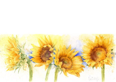 акварель - подсолнухи - оригинал
