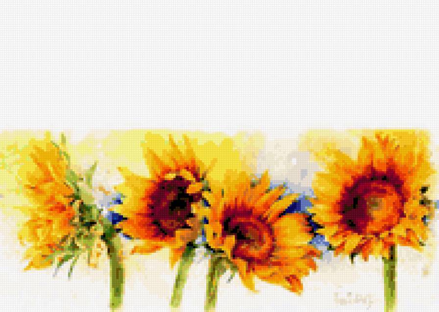 акварель - подсолнухи - предпросмотр