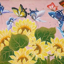 Оригинал схемы вышивки «бабочки на цветах» (№346497)