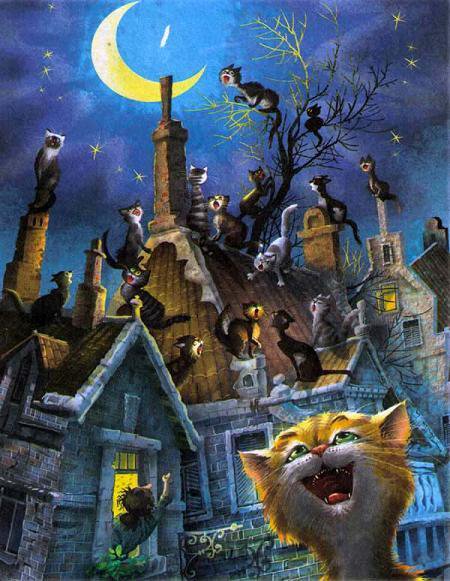 кошки и коты - ночь, луна, концерт - оригинал