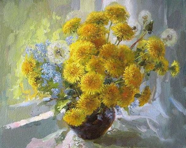Картина Екатерины Калиновской 7 - живопись, картина, цветы, букет. одуванчики - оригинал
