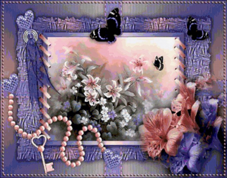 Букет в рамке. - рамочки., цветы, букет - предпросмотр