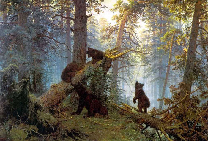 Утро в сосновом лесу. И.Шишкин - классика, картина, медведи, утро влесу - оригинал