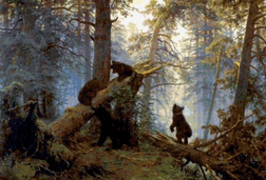 Утро в сосновом лесу. И.Шишкин - утро влесу, картина, медведи, классика - предпросмотр