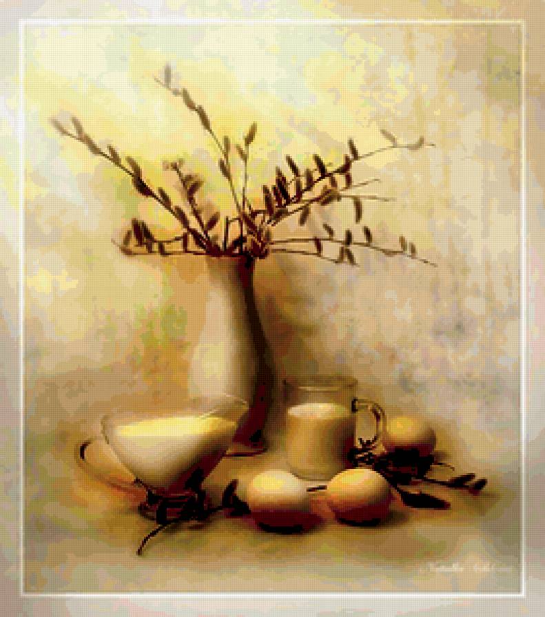 №348559 - натюрморт, цветы, верба, букет - предпросмотр