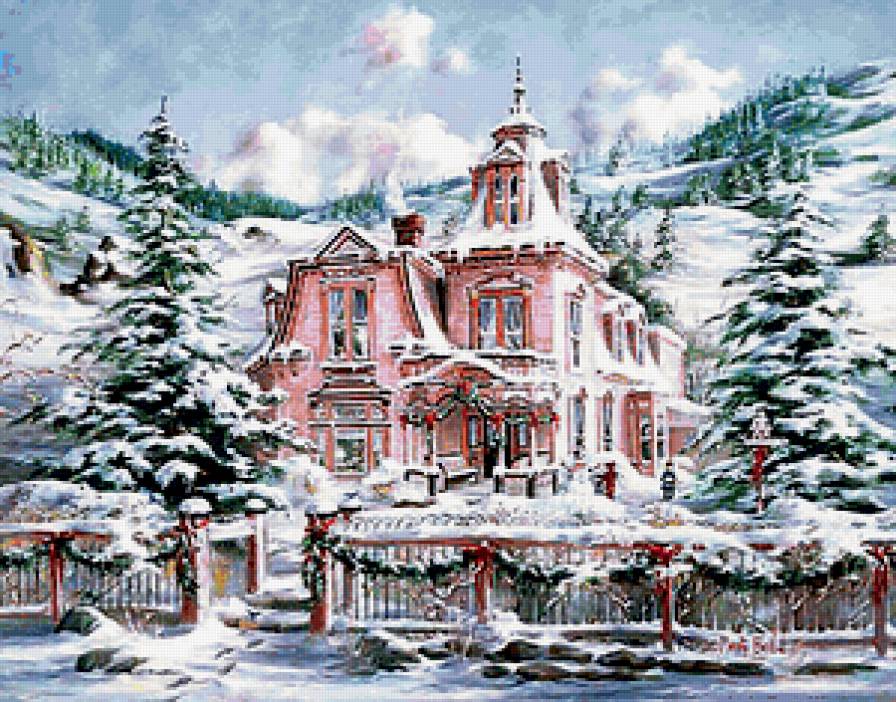 Рождество в Альпах - горы, рождествозима, отель, альпы - предпросмотр