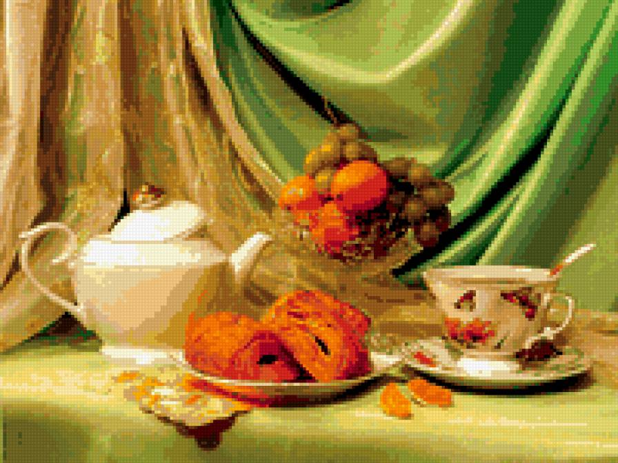 натюрморт 5 - чай, фрукты, натюрморт - предпросмотр