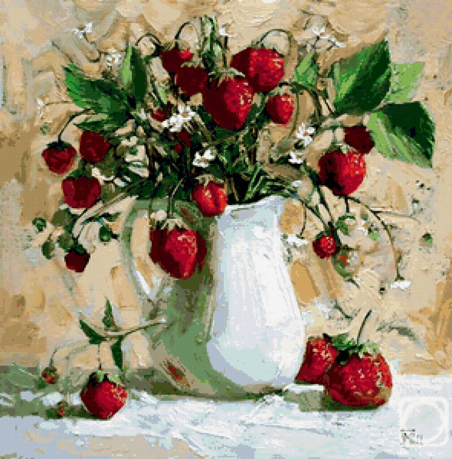 Клубника - ягоды, клубника, картины, живопись - предпросмотр