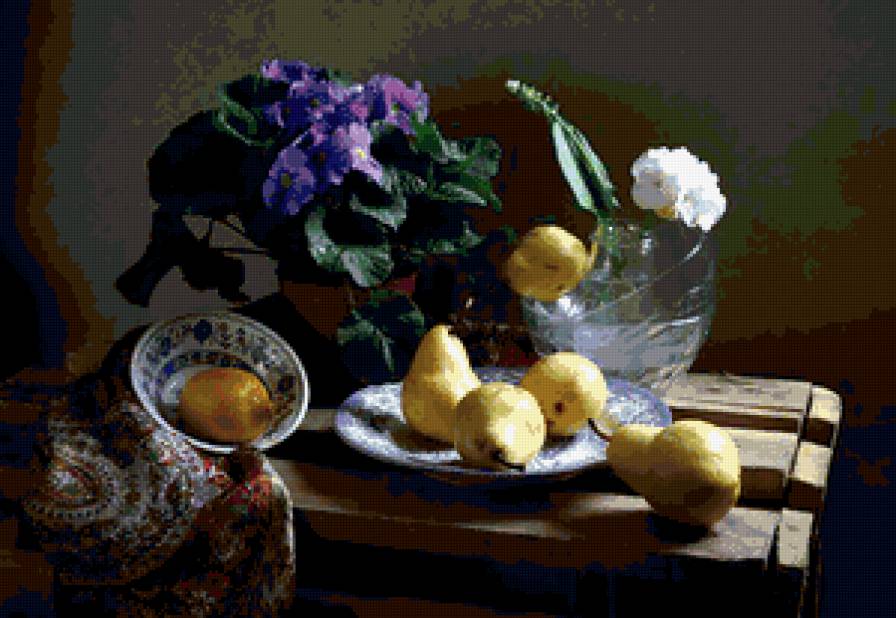 №349450 - фрукты, натюрморт, цветы - предпросмотр