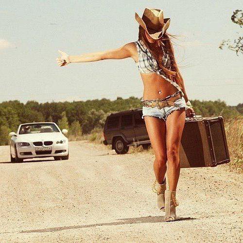 авто-стопом - дорого, машина, девушка - оригинал