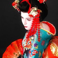 Схема вышивки «Девушка в кимоно.»