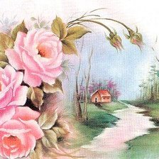 Схема вышивки «Пейзаж с розами»