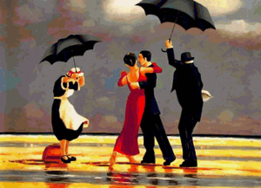 Танец под дождем Д.Веттериано - вдвоем, картины художников, танец - предпросмотр