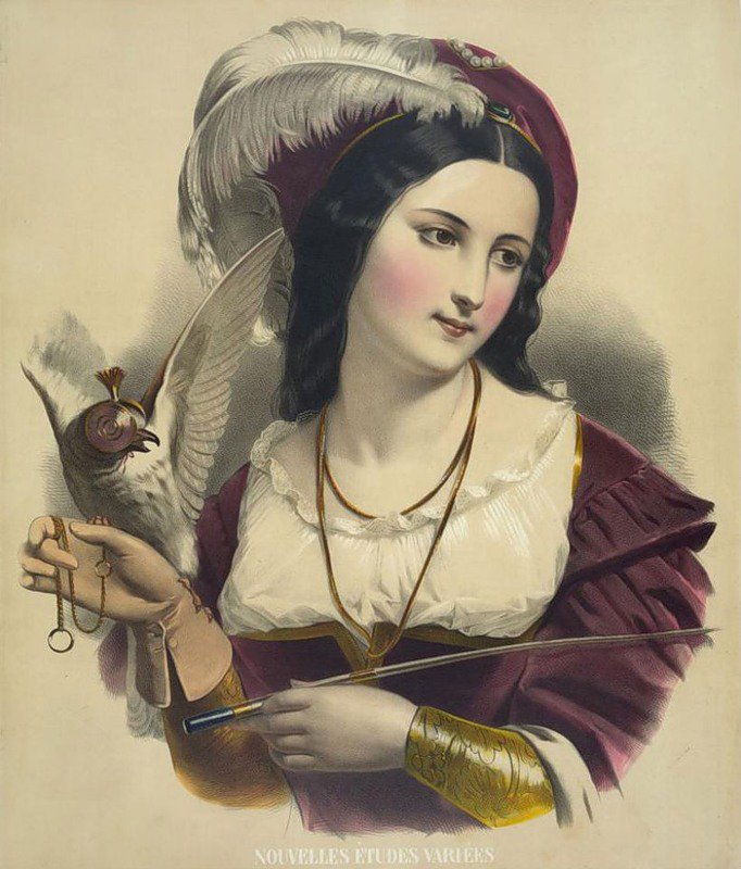 Девушка с соколом. - девушки жозефины дюколле, портрет, девушки - оригинал