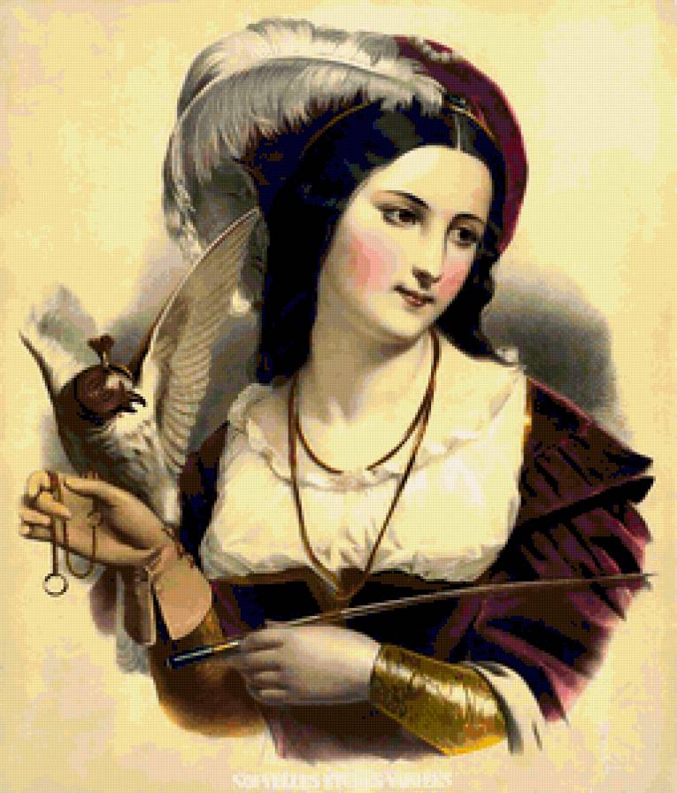 Девушка с соколом. - портрет, девушки жозефины дюколле, девушки - предпросмотр