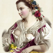 Оригинал схемы вышивки «Девушка с цветами» (№350343)