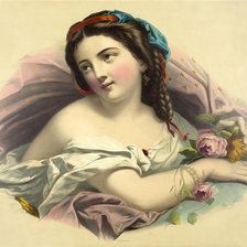 Оригинал схемы вышивки «Девушка с розой» (№350344)
