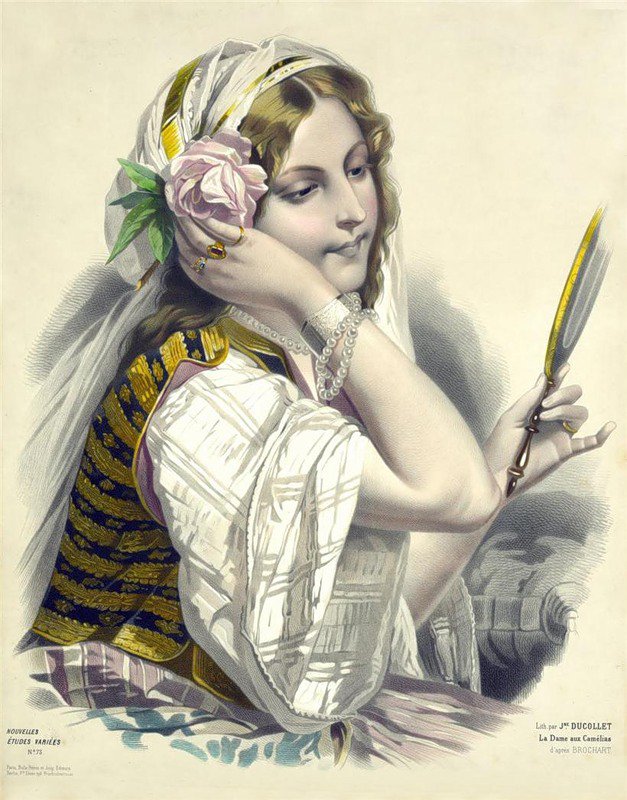 Девушка с зеркалом - девушки, портрет, девушки жозефины дюколле - оригинал