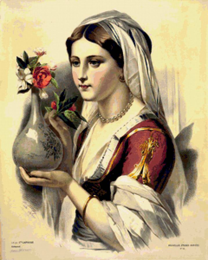 Девушка с вазой - девушки жозефины дюколле, девушки, портрет - предпросмотр