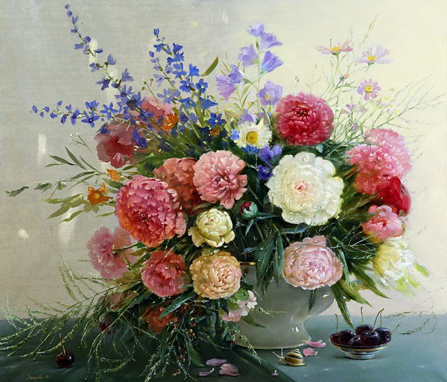 Натюрморт с маслинами - цветы, кухонная тема, натюрморт - оригинал