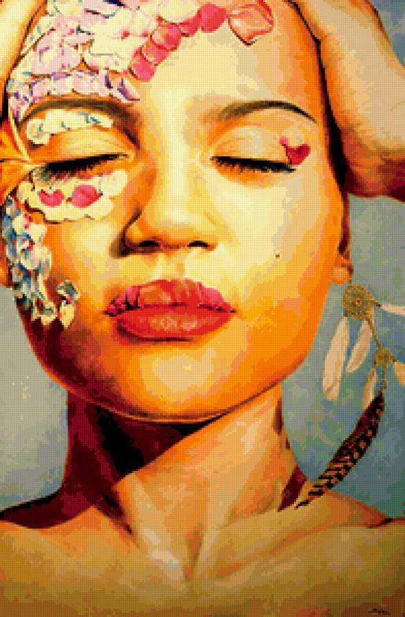 Девушка с пером - девушка, портрет - предпросмотр