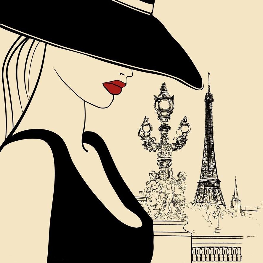 женщина-загадка - эйфелева башня, париж, девушка, женщина, города мира, шляпка, монохром - оригинал