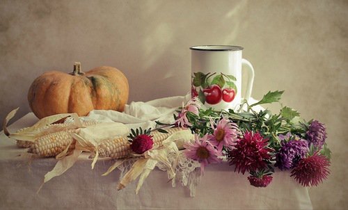 №351480 - фрукты, натюрморт, букет, цветы, аващи - оригинал