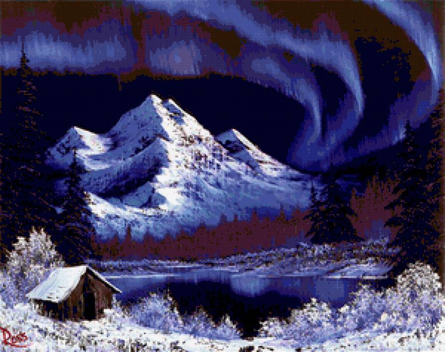 Северное сияние. - пейзаж, северное сияние, ночной пейзаж - предпросмотр