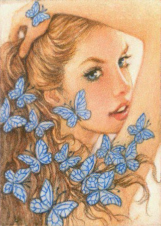 Девушка и бабочки - оригинал