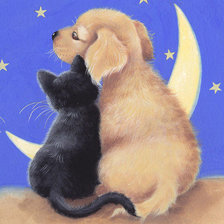 Схема вышивки «Щенок и котенок»