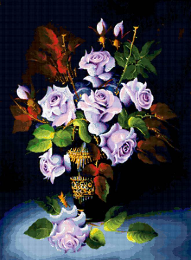 Ваза с розами - букет, картина, цветы, ваза, розы - предпросмотр