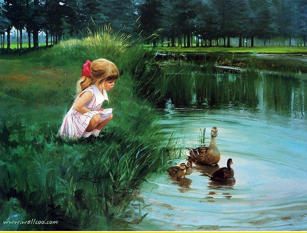 девочка у пруду - оригинал