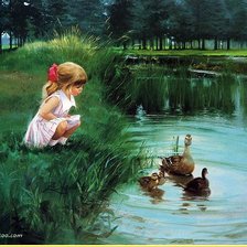 девочка у пруду