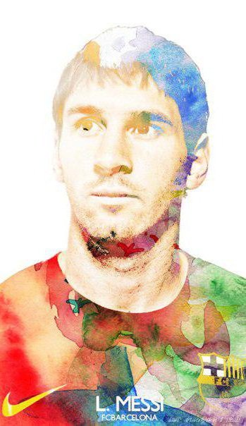 Месси акварелька - лионель, 10, футбол, месси, фк барселона - оригинал
