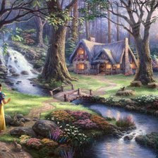 Схема вышивки «Белоснежка находит дом в лесу»