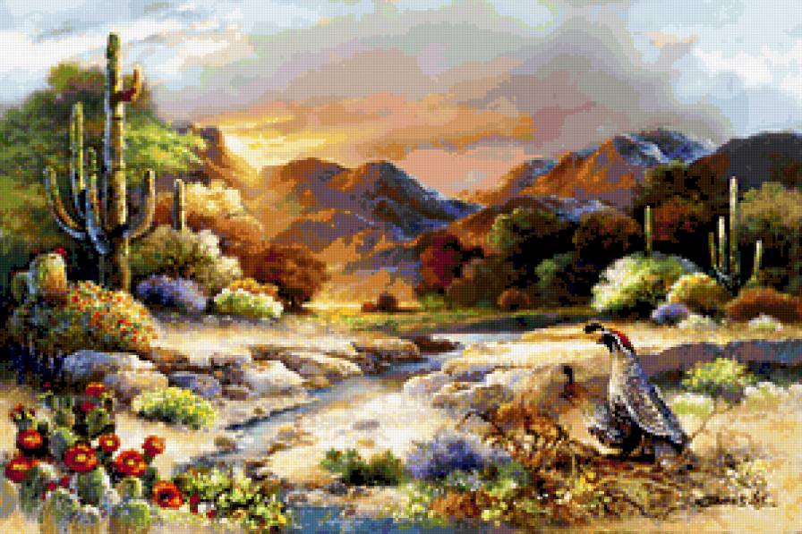 Пустынный пейзаж. - горы, пустыня, пейзаж, природа - предпросмотр