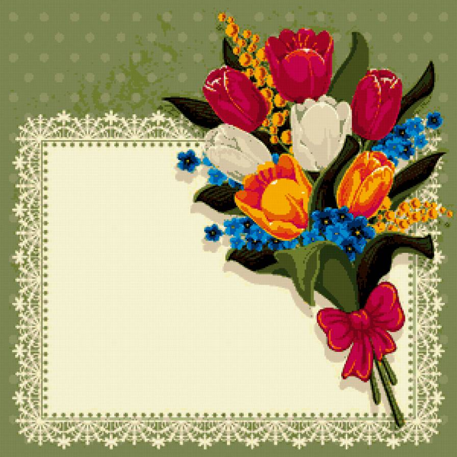 №352977 - подушка, тюльпаны, букет, цветы, салфетка - предпросмотр