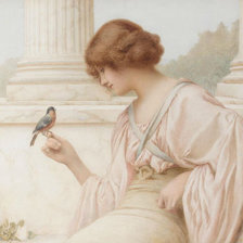 Оригинал схемы вышивки «Девушка с птицей.» (№353203)